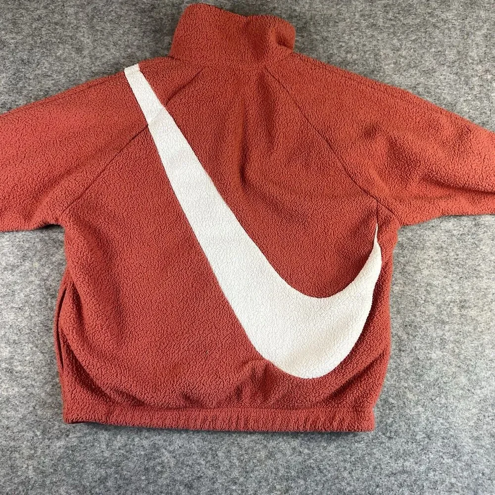 Nike Reversible Big Swoosh Sherpa Jacket‎ Women’s Pink/Redwood - Picture 4 of 6